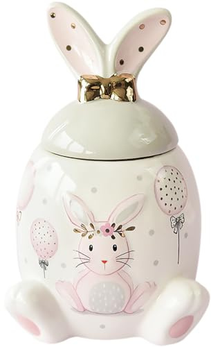 Angoily Bunny Form Keramik Aufbewahrungsglas Mit Deckel Für Kekse Süßigkeiten Und Tee Niedliches Design Für Küche Und Dekoration Langlebig Und Luftdicht