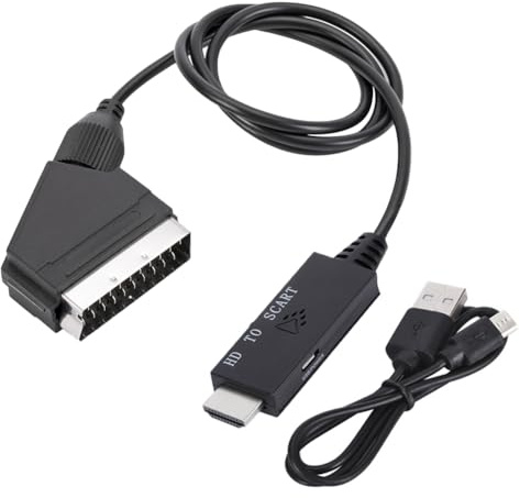 LYEAA Plug & Play HDMI to SCART Converter - Durable ABS case Audio Video Adapter with Micro USB Power
