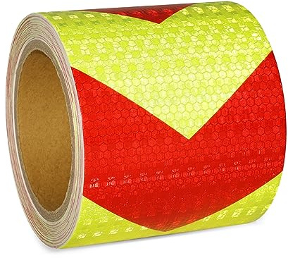 XFXIA Reflektierendes Klebeband Rot Gelb 20m x 10cm Wasserdicht Reflektorband Selbstklebend Warnklebeband Sicherheitsband-Conspicuous Warning Tape für Fahrzeuge,Autos,Anhänger,Boote