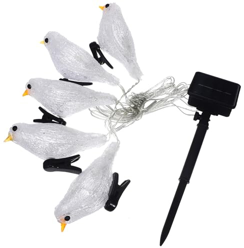 Solar LED Lichterkette Rotkehlchen 30 Leds Weiß für Garten und Hof | Acryl Kunststoff, Ip44 Spritzwassergeschützt, 1 Stück, Dekorative Form für Partys