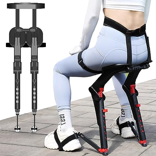 Outdoor Fishing Stool, Portable Foldable Wearable Chair Invisible Seats - Chairless Chair Wearable Leg Ergonomics Lightweight Seat, 5 Gear Adjustable