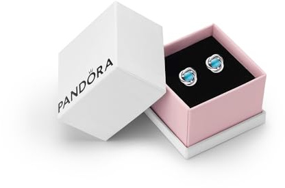 PANDORA December Turquoise Blue Eternity Circle Stud Earrings, Gift Box | Sterling Silver Birthstone Earrings with Man-Made Stones for Women, Gift for Her