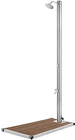 Bulliing Gartendusche mit Brauner AußEndusche Gartendusche Outdoor Dusche Garten Bodenplatte 220 cm Edelstahl