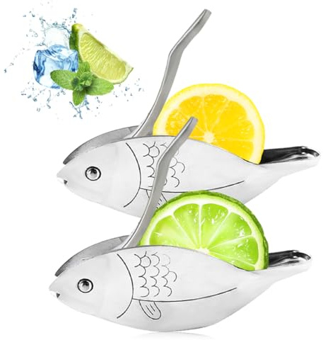 HyzaPhix 2pcs Lemon Juicer, Manual Lemon Squeezer Portable Lime Juicer, Fish Shape Hand Press Juicer for Orange Lemon Lime Pomegranate