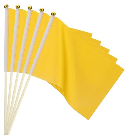 PATIKIL Mini bandiere vuote, 16 bandiere gialle a sublimazione colorate per decorare giochi di carte di compleanno, cortile, prato, marcatura del terreno, sport, golf, feste, laurea, irrigazione, 30 x