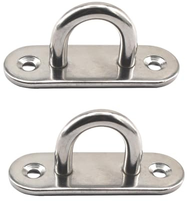 2 Stück M10 304 Edelstahl, längliches Pad-Ösenplatten-Haken, robuster Ringhaken für Marine-Deck, Wand, Decke