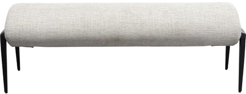 Kare Design Bank Polly, Weiß, 110kg max. Belastbarkeit, 1-2 Personen, Gepolsterte Sitzbank, Pflegeleicht, Stahl Beine, Polsterbank, Wohnzimmer, Schlafzimmer, 49x130x43 cm (H/B/T)