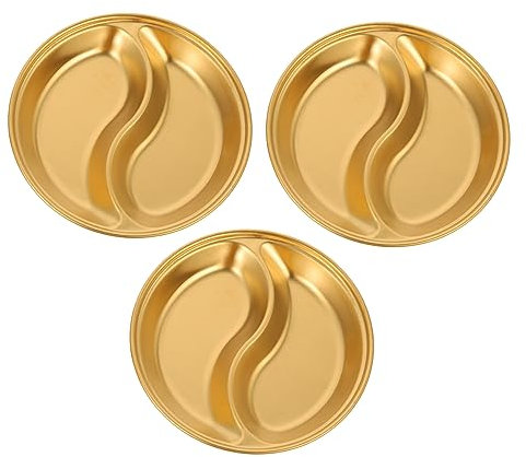 Amosfun 3pcs Creative Seasoning Dishes Stainless Steel Sauce Tray Stackable Sauce Dipping Bowls for Buffet Ingredients Bowls Dessert Plates Soy Dish