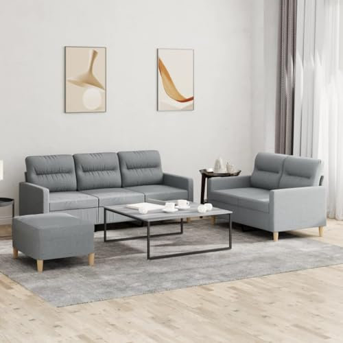 ShGaxin 3-TLG. Sofagarnitur mit Kissen Hellgrau Stoff, Sofas & Couches, Sofa Wohnzimmer, Sofa Für Jugendzimmer, Relaxsofa, Sofa Für Schlafzimmer, Polstersofa - 3201608