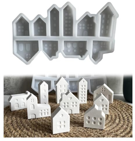 Silikonformen Gießformen Häuser, Silikonform Haus Gips Zum Gießen Haus Giessformen Silikon Haus Kerzenformen Zum Gießen Silikon Gießform Haus Silikonform,21 X 13 X 1,8 Cm