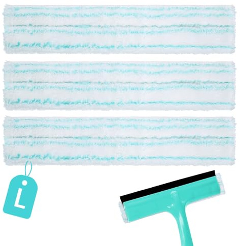 3 Stück Ersatzbezug Kompatibel mit Leifheit Fensterwischer Window und Frame Cleaner L, 32 cm Mikrofaser Ersatz Bezug Streifenfreie Fensterreinigung