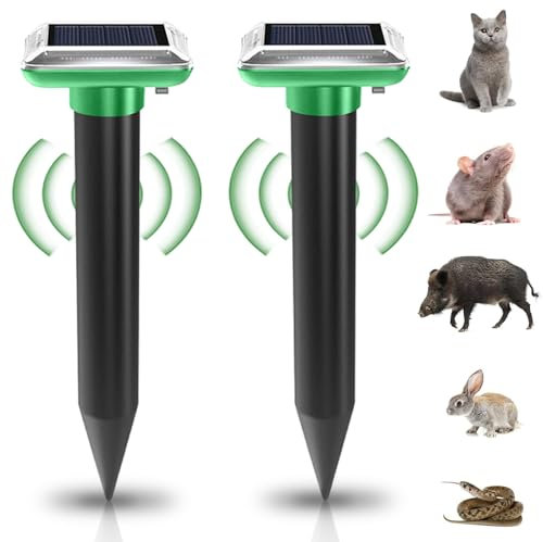 GAOUTO 2 pezzi distributori solari: spaventapasseri solari, repellente per talpe, talpe a ultrasuoni, antiparassitari per il giardino