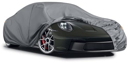 Waterproof Car Cover Fit for 1998-2025 Porsche 911 (991/992/996/997 Series) | Grey All Weather Full Car Covers with Driver Door Zipper for Sun Snow Rain Dust Protection