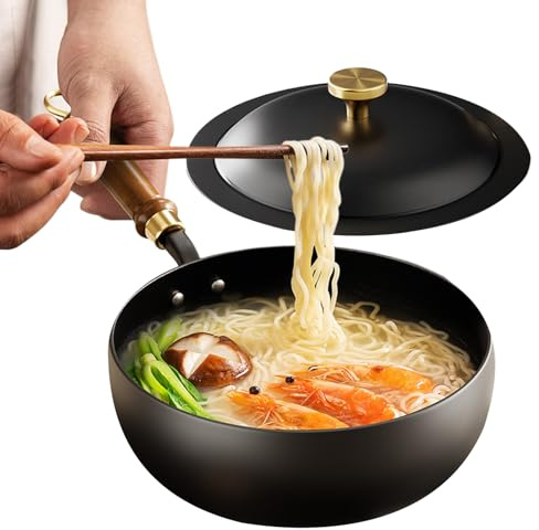 Nonstick Pot, Iron Saucepan, Chinese Wok, Wooden Handle Design, Multi-Stove Compatibility, Kitchen Cooking for Soup Stock Seafood, 7.87 to 10.24 in Iron Pot