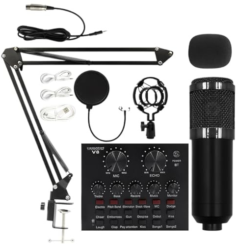Generico Microfoni microfoni pacchetto microfono, microfoni, condensatori USB | Kit di registrazione pronto per l'uso, regolabile con filtro anti- e pinze da tavolo Creing
