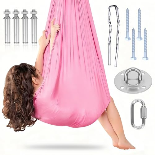 Kit De Hamac De Yoga Aérien, Balançoire De Yoga Aérien, Poids Maximal Supporté : 200 Kg, Respirant Et Durable, Hamac De Aérien Pour Adultes, Pratique Anti-Gravité (rose)
