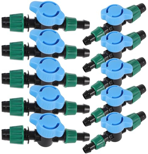 BESTonZON 10 Válvulas de Riego por Goteo Doble Cierre y Tapa Azul Piezas para Sistema de Riego por Goteo Válvulas de Control para Jardín Accesorio de PE para Irrigación