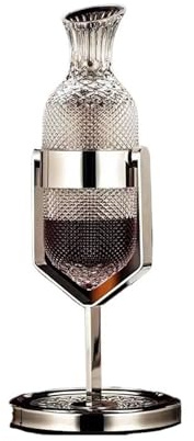 Enfriador de vino con oscilación dorada cristal, copas tinto facetadas, estante giratorio for el hogar, accesorios for Regalo accesorio para amantes del vino(Silver)