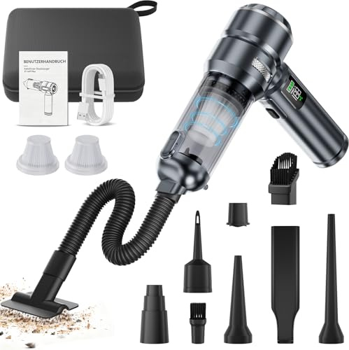 HOVIN Aspirador de Mano – 26000 pa Aspiradora Coche, Aspiradora de Mano Potente, 4 en 1 Mini Aspiradora de Mano con Motor Sin Escobillas, 3 Niveles, para PC, Mascotas, Casa, Coche