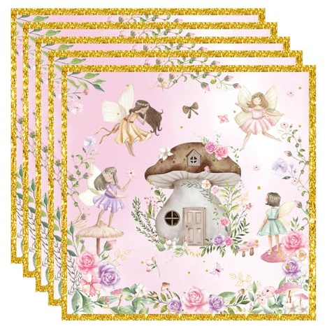 Ovanda 20 Stück Servietten Schmetterling Feen Geburtstag Deko 33x33cm, Fee Papierservietten, Feen und Elfen Servietten Geburtstag Mädchen,Servietten Rosa für Frühling,Karneval,Ostern Kindergeburtstag