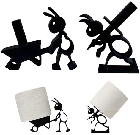 2 Stück Klopapier Aufbewahrung, Lustiger Toilettenpapierhalter Schaf Design, Praktische Klorollenaufbewahrung Für Badezimmer, WC Papier Aufbewahrung Mit Ameisen Motiv, Schwarz