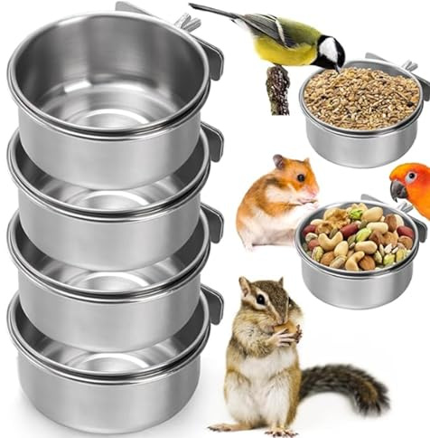 Plato para Alimentar Aves,Plato Alimentador De Acero Inoxidable 304 para Mascotas - Recipiente de Alimento Aviario,para Loros, Periquitos, Cacatúas, Interior, Exterior, Jardín, Aviario