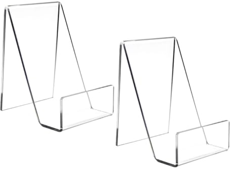 WEKAMOS 2 Stück Acryl Buchstaffeleien Transparent mit Ablage Stabiler Buchständer zur Präsentation von Büchern und Zeitschriften Vielseitiger Ausstellungsständer für Büro und Bibliothek