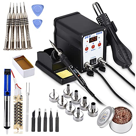 Kit de Soudage 2 EN 1 750W Poste de soudure LCD Station retouche à l'affichage numérique for téléphone portable BGA SMD PCB IC Réparer les outils(Zwart)