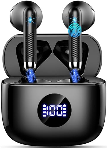 Kopfhörer Kabellos Bluetooth 5.4, Bluetooth Kopfhörer HiFi Stereo 40 Std | 4 ENC Noise Cancelling Mic, Spielzeit in Ear Kopfhörer USB-C, Kabellose Kopfhörer IP7 Wasserdicht für Arbeit und Studium