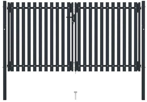 Lumanois Doppeltür-Zauntor aus Stahl 300 x 150 cm Anthrazit,71.75kg,146353