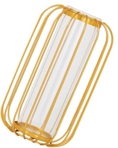 KICHOUSE Jarrón Decorativo de Vidrio Dorado para Inserción de Flores y Cultivo Hidropónico, Adecuado como Centro de Mesa y Decoración de Jardín