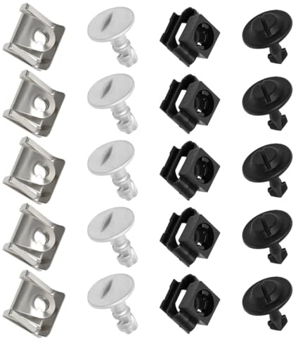 Set di 20 protezioni sottoscocca, dadi in lamiera, clip di fissaggio viti per protezione inferiore del motore, set di viti in acciaio, fissaggio robusto per carrozzeria del veicolo
