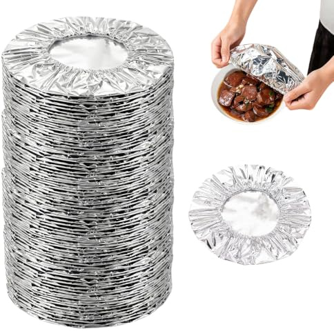 80 Pcs Repeatable Aluminum Foil Film Insulation Cover,Universal Stretch Foil Covers,Heat Insulation Fresh Keeping Lids for Bowls Plates Kitchen Meal Prep Picnic Takeaway