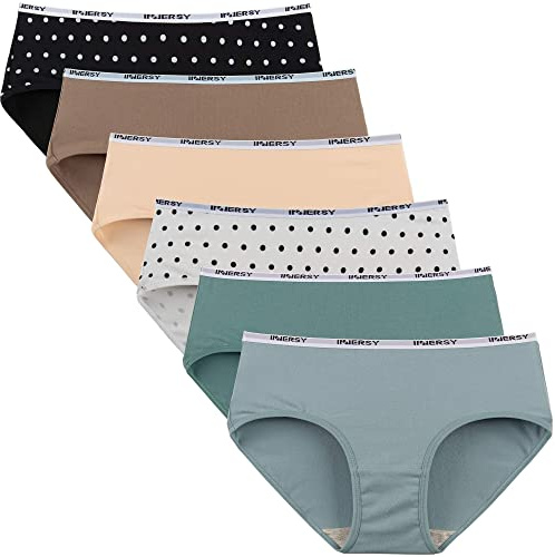 INNERSY Bragas Mujer Algodón Cintura Midi Ropa Interior Deportiva Pack de 6 | Braguitas Talle Medio Cómodas, Cuecas Mulher Algodão Elástico, Entrepierna 100% Algodon, Sin Etiquetas, Uso Diario y Deporte