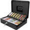 Caja Fuerte Portátil - Grande, Con portamonedas - Caja metálica con llave, Caja caudales, Caja dinero, Caja de caudales - Negro - ACROPAQ