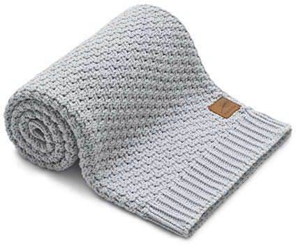 Nordville Babydecke-Hellgrau 70x100 cm Erstlingsdecke Kuscheldecke Strickdecke aus 100% Bio Baumwolle