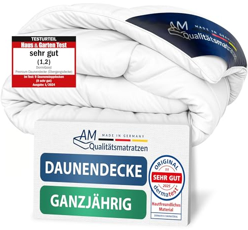 DormiGood Edredón plumón 220x240 - Made in Germany - 100% plumón Extra Suave - Relleno nórdico 4 Estaciones 240x220cm - Edredón de Plumas Certificado Oeko-Tex 220x240 - edredon nordico Plumon