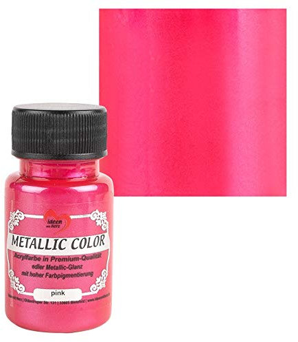 Ideen mit Herz METALLIC FARBE - Hochwertige Acrylfarbe mit edlem Metallic-Glanz und hoher Farbpigmentierung - 50 ml (Rosa)
