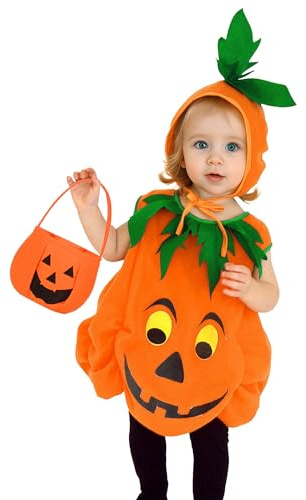 EOZY Halloweenkostym för barn i åldern 4 till 6 år, pumpakostym för pojkar och flickor, jumpsuit för Halloween, karneval, jul, fester, cosplay
