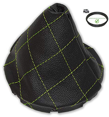 The Tuning-Shop Ltd Schaltsack + Rahmen kompatibel mit Volkswagen VW T5 2003–2016 verschiedene Nähte erhältlich (Leder Lime Green Stitch)