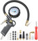 VSSHE Manometro per Pneumatici 220PSI Pistola Digitale per Pneumatici e Compressore con 8 Tappi Valvola 2 Ugelli 1 Valvola Francese 1 Stelo di Prolunga in Metallo 90 Gradi, Moto - 220 PSI / 15 BAR