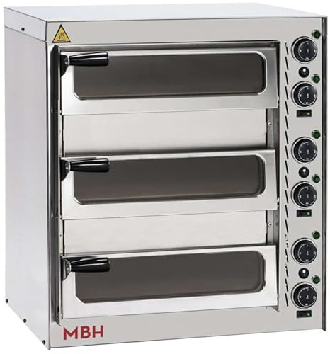 MBH - Four à pizza industriel électrique à 3 étages hôtellerie - Four 3 pizzas professionnel pour bar et restaurant - Porte en verre