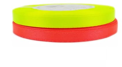 Set zwei Farben Neongelb und Neonorange Satinband Neon Schleifenband Dekoband Band Bastelband Zierband Satin Set (6 mm)