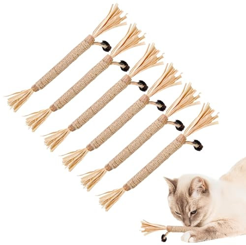 Magrimaxio 6 stück Matatabi Stick Katze, Katzenminze Sticks zum Schleifen von Zähnen, Katzensticks Katzenminzen Spielzeug für Katze zu Spielen, Katzen Sticks zur Katzen Zahnpflege und Gegen Mundgeruch