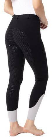 HORZE Damen Reithose Felicia, Vollbesatzreithose mit Handytasche und Gürtelschlaufen, Schwarz, 38