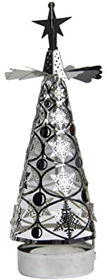 LEMCC Weihnachtsbaum-Karussell-Kerze, Drehbarer Teelicht-Kerzenhalter, Rotierender Kerzenständer, Weihnachts-Tischdekoration für Hochzeit, Party (#1)