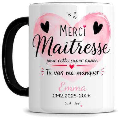Mug personnalisé avec texte STARMUG MAITRESSE TU VAS ME MANQUER, cadeau pour maitresse d'ecole, cadeau maîtresse fin d'année, cadeaux maitresse d'école, tasse maitresse, Céramique 330 ml