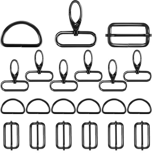 Alethron Drehbare Taschenzubehör Karabinerhaken mit Drehgelenk 18 Stück Metall Schlüsselanhänger D Ring Taschenzubehör zum Nähen Karabinerhaken Taschenkarabiner für DIY Taschen Nähen Zubehör