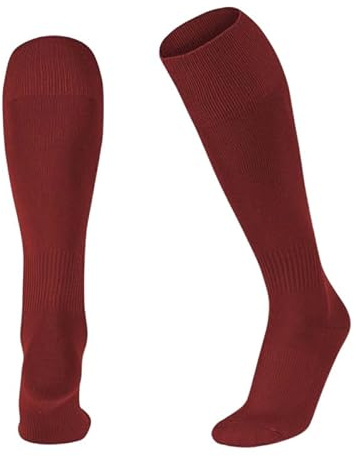 Calzini lunghi unisex da calcio, rugby, hockey, sportivi, altezza al ginocchio, per bambini, adulti, juniors, Bordeaux, 6-11