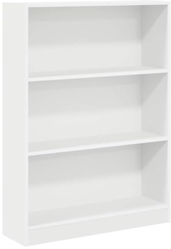 vidaXL Bücherregal Weiß 80x24x109 cm Holzwerkstoff | Mattes Finish passt zu jeder Einrichtung, Drei integrierte Regale halten alles ordentlich,